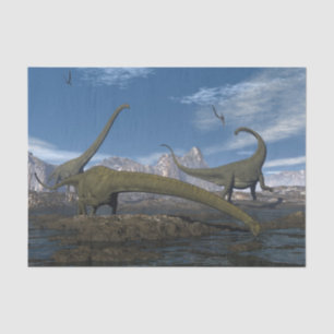 Mamenchisaurus dinosaurs herd - 3D render Tissue Paper