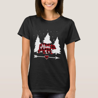 Mami Bear Buffalo Red Plaid Matching Family  T-Shirt