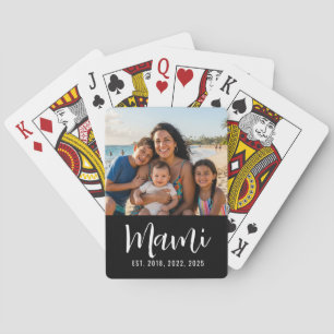 Mami Established Script Black Photo Playing Cards