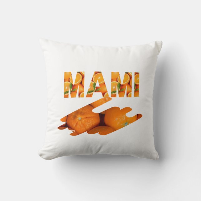 MAMI Orange Typography Art Cushion (Front)
