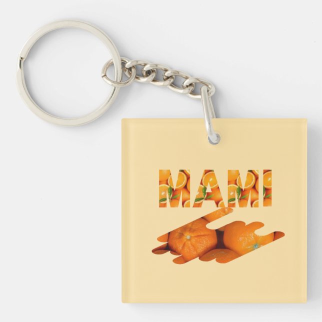 MAMI Orange Typography Art Key Ring (Front)