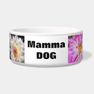 Mamma Dog food water bowl Dahlia Flowers