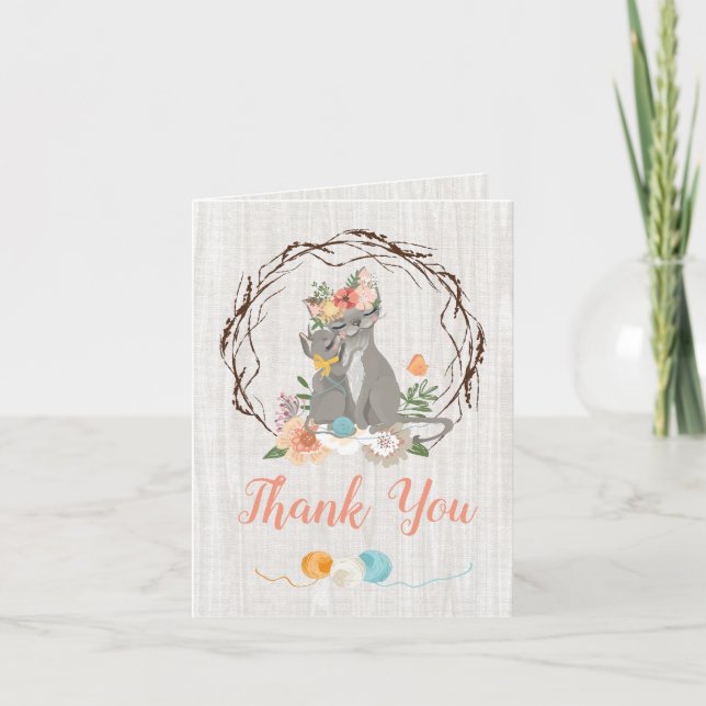 Mamma Kitty Cat with Kitten Thank you note card (Front)