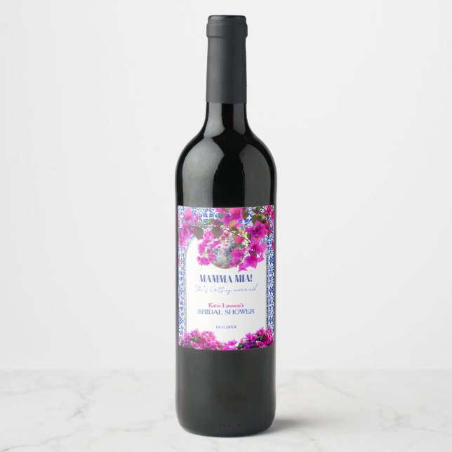 Mamma Mia Bridal Shower Wine Label (Front)