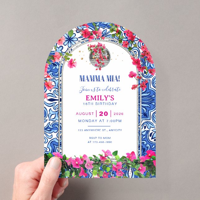 Mamma Mia Themed Birthday Invitation Template (Insitu (Handheld))