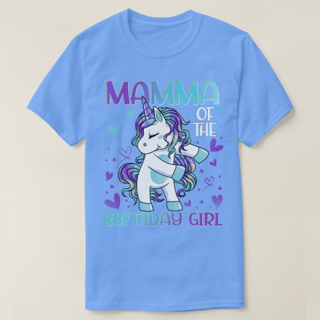Mamma of the Birthday Girl Flossing Unicorn Mum Mo T-Shirt (Design Front)