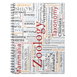 Mammals in Typography Spiral Notebook