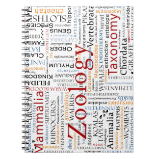 Mammals in Typography Spiral Notebook