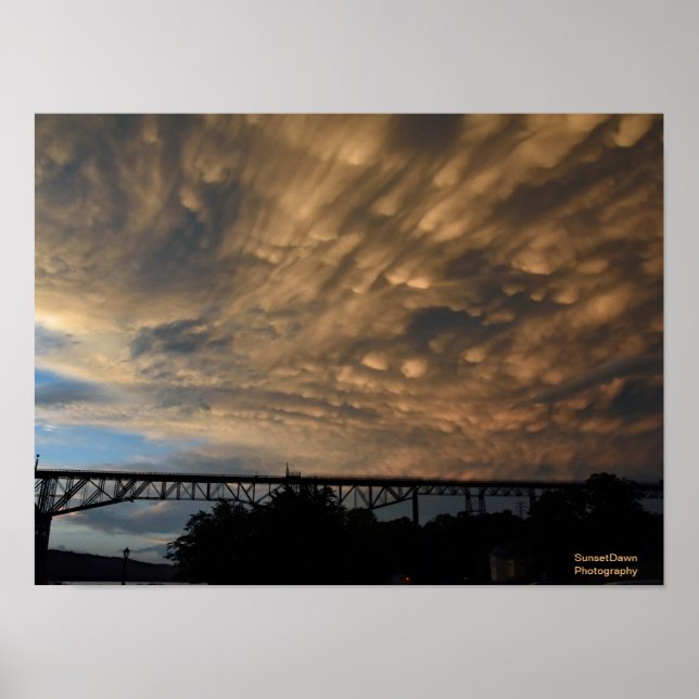Mammatus Clouds over Bridge Poster (Front)