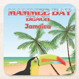 Mammee Bay Beach Jamaica travel poster Square Paper Coaster
