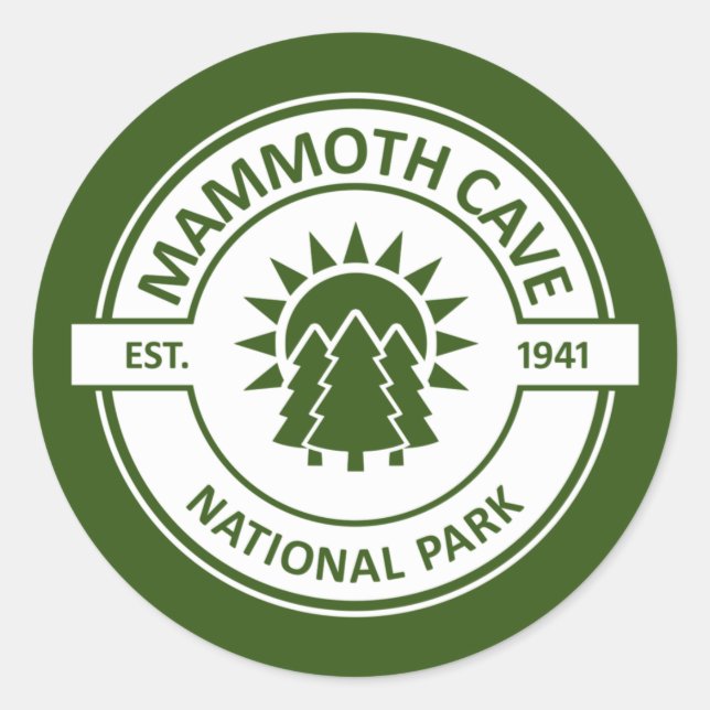 Mammoth Cave National Park Sun Trees Classic Round Sticker (Front)