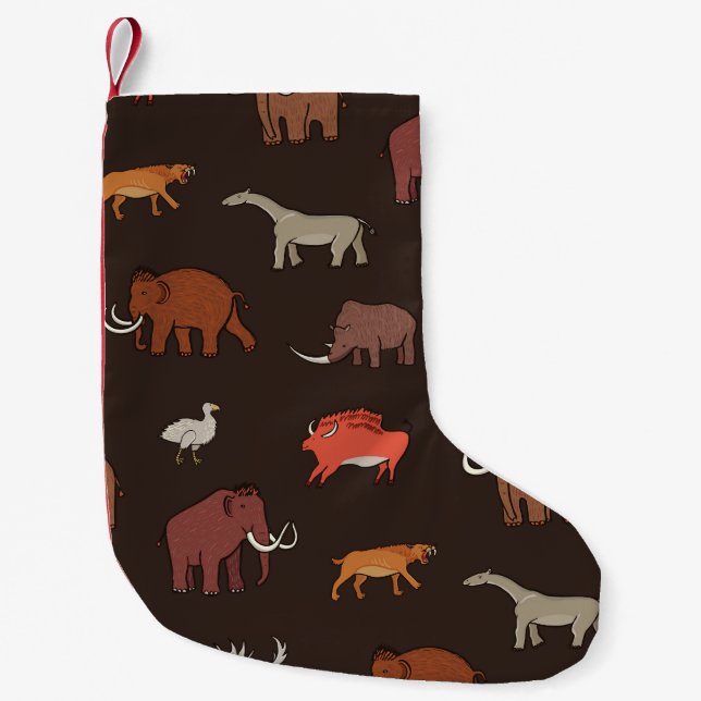 Mammoth Era: Prehistoric Themed Pattern. Small Christmas Stocking (Front)