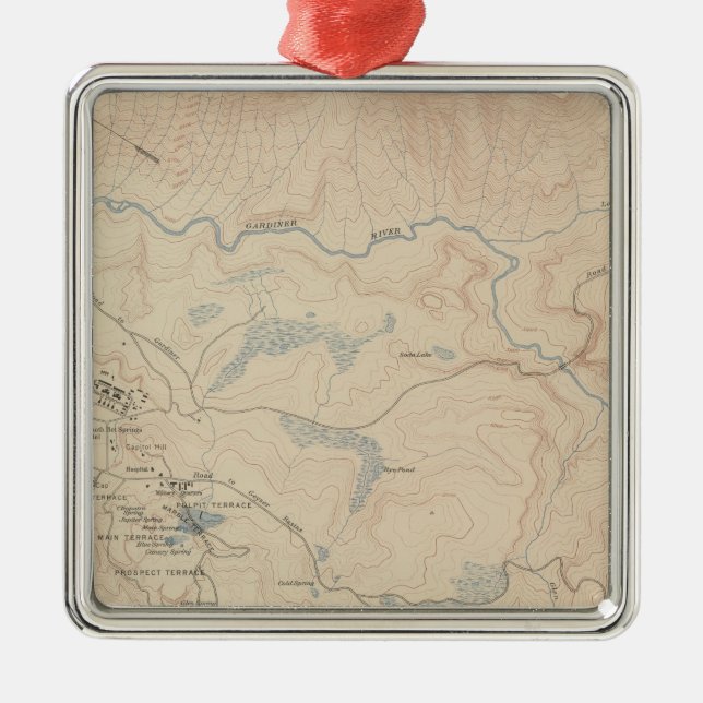 Mammoth Hot Springs and Vicinity 2 Metal Tree Decoration (Front)