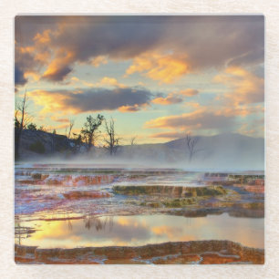 Mammoth Hot Springs Glass Coaster