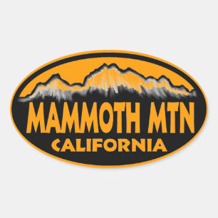 Mammoth Mountain California orange oval stickers