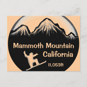 Mammoth Mountain California snowboard art postcard