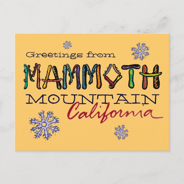 Mammoth Mountain California snowboard postcard (Front)
