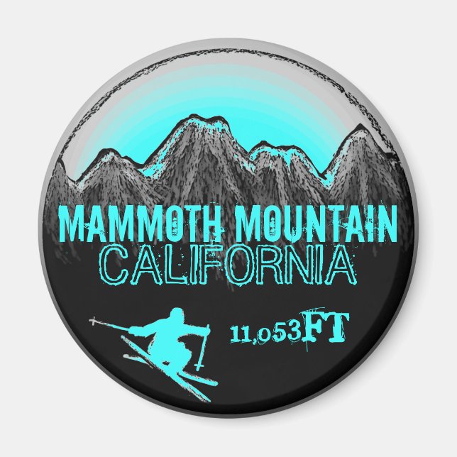 Mammoth Mountain California teal ski magnet (Front)