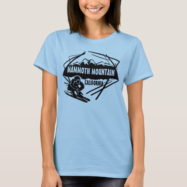 Mammoth Mountain ladies ski logo art black tee (Front)