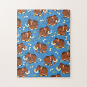 Mammoth Pattern cute cartoon. Jigsaw Puzzle