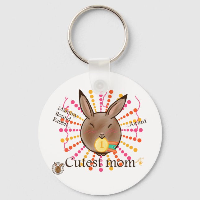 Mammy Round Rabbit-Cutest mum award-keychains Key Ring (Front)