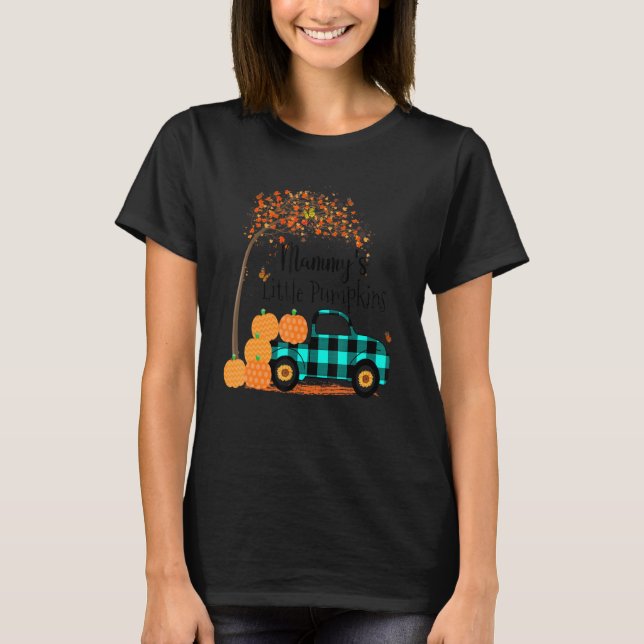 Mammy S Little Pumpkins Truck Green Plaid Autumn A T-Shirt (Front)