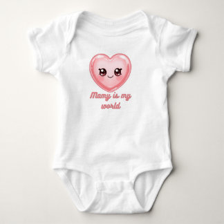 Mamy Is My World Baby Bodysuit - Cute Pink Kawaii 