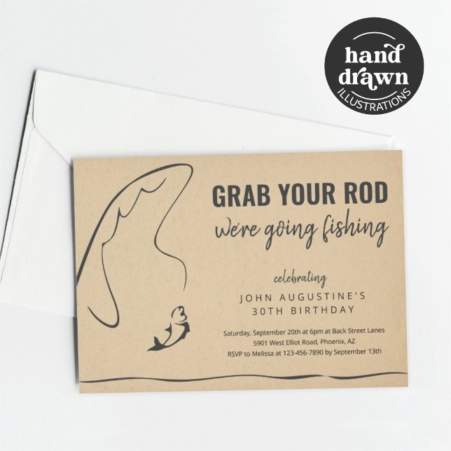 Man Adult Funny Fishing Birthday Retirement Party Invitation (Creator Uploaded)