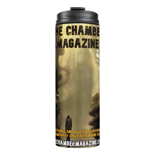 man alone in dismal cityscape chamber magazine thermal tumbler (Front)