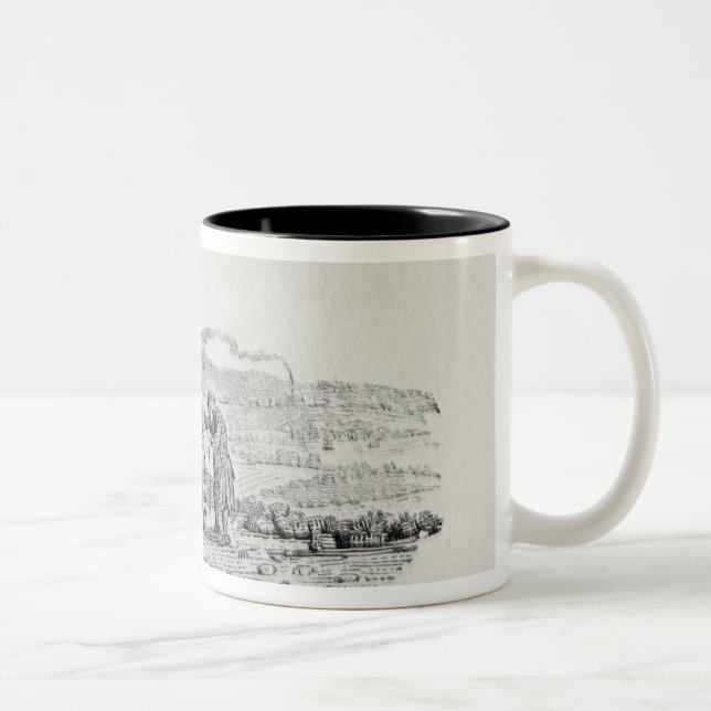 Man and a Boy by a Monument Two-Tone Coffee Mug (Right)
