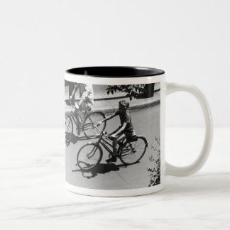 Man and Boy Cycling Two-Tone Coffee Mug