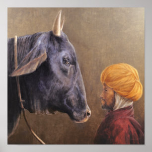 Man and Bull Poster