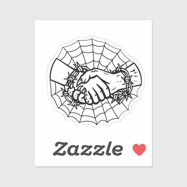 Man and Devil Handshake With Barbed Wire Retro (Sheet)