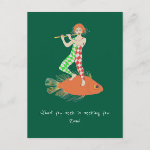 Man and fish postcard