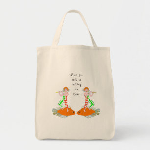 Man and fish tote bag