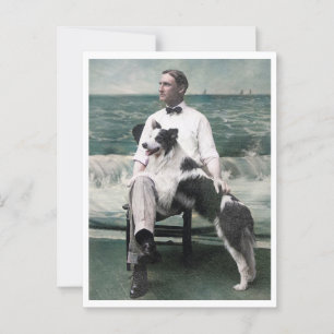 Man and His Collie Dog Cape May NJ Portrait 1910s Postcard