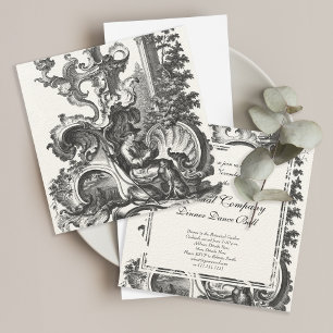 Man and his Dog Baroque French Toile de Jouy Invitation