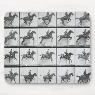 Man and horse jumping a fence, plate 640 from 'Ani Mouse Pad