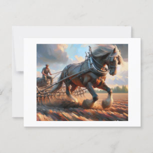 Man and Horse Plowing, Postcard