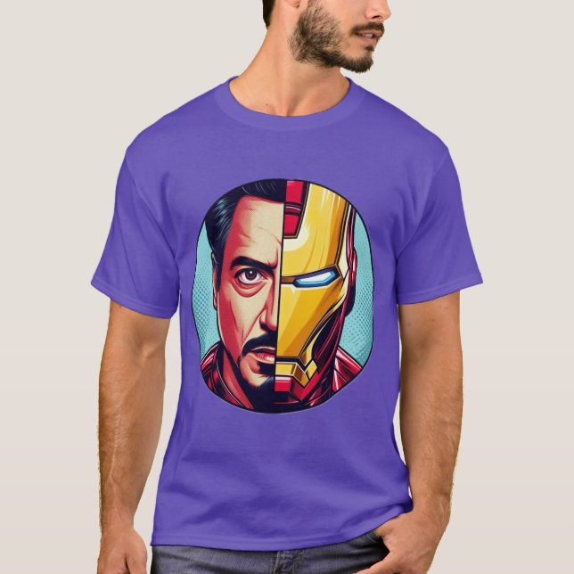 Man and Machineony Stark and Iron Man Fusion in Co T-Shirt (Front)