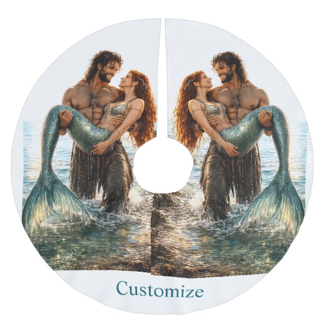 Man and Mermaid Thunder_Cove Brushed Polyester Tree Skirt (Front)