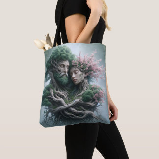 man and nature fusion tote bag