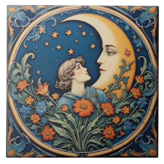 Man and The Moon Tile (Front)