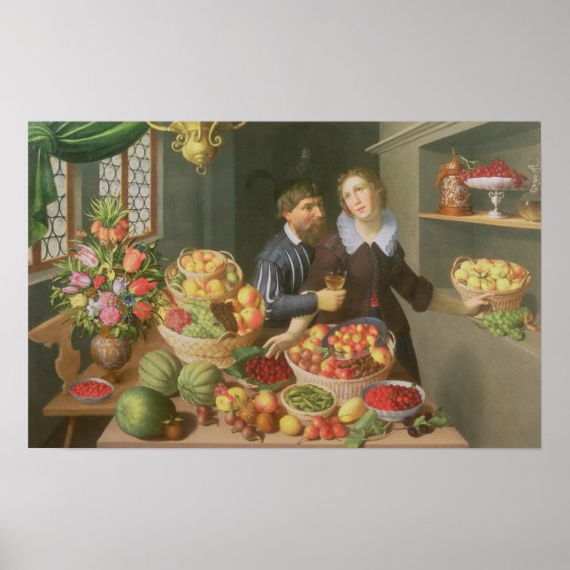 Man and Woman Before a Table Poster (Front)