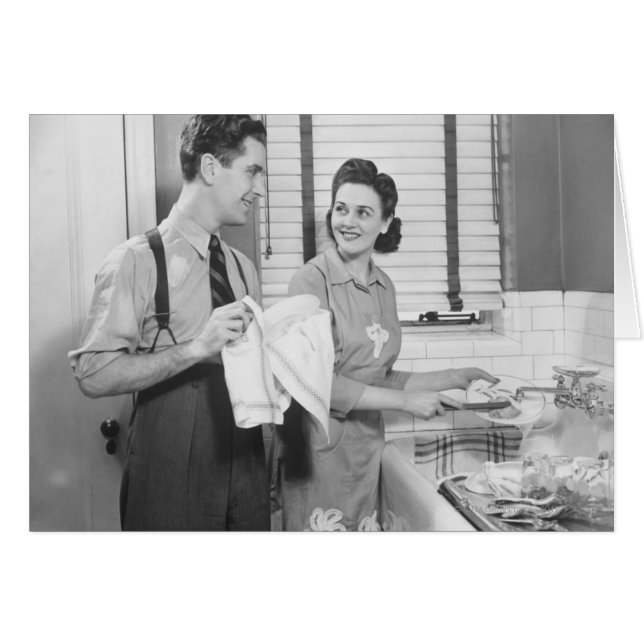 Man and Woman Doing Dishes (Front Horizontal)