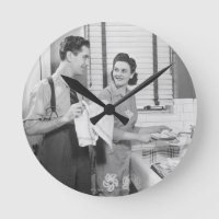 Man and Woman Doing Dishes
