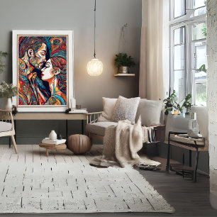 Man and Woman in Love Modern Art Poster 