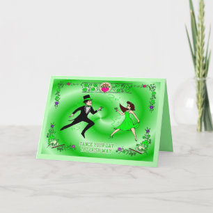 Man and Woman Irish dancing Card