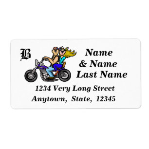 Man and Woman Motorcycle Riders Address Labels