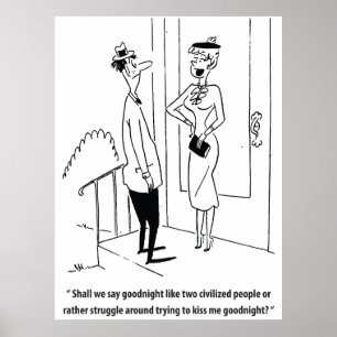 Man and Woman on a Date, Humour, Vintage Poster